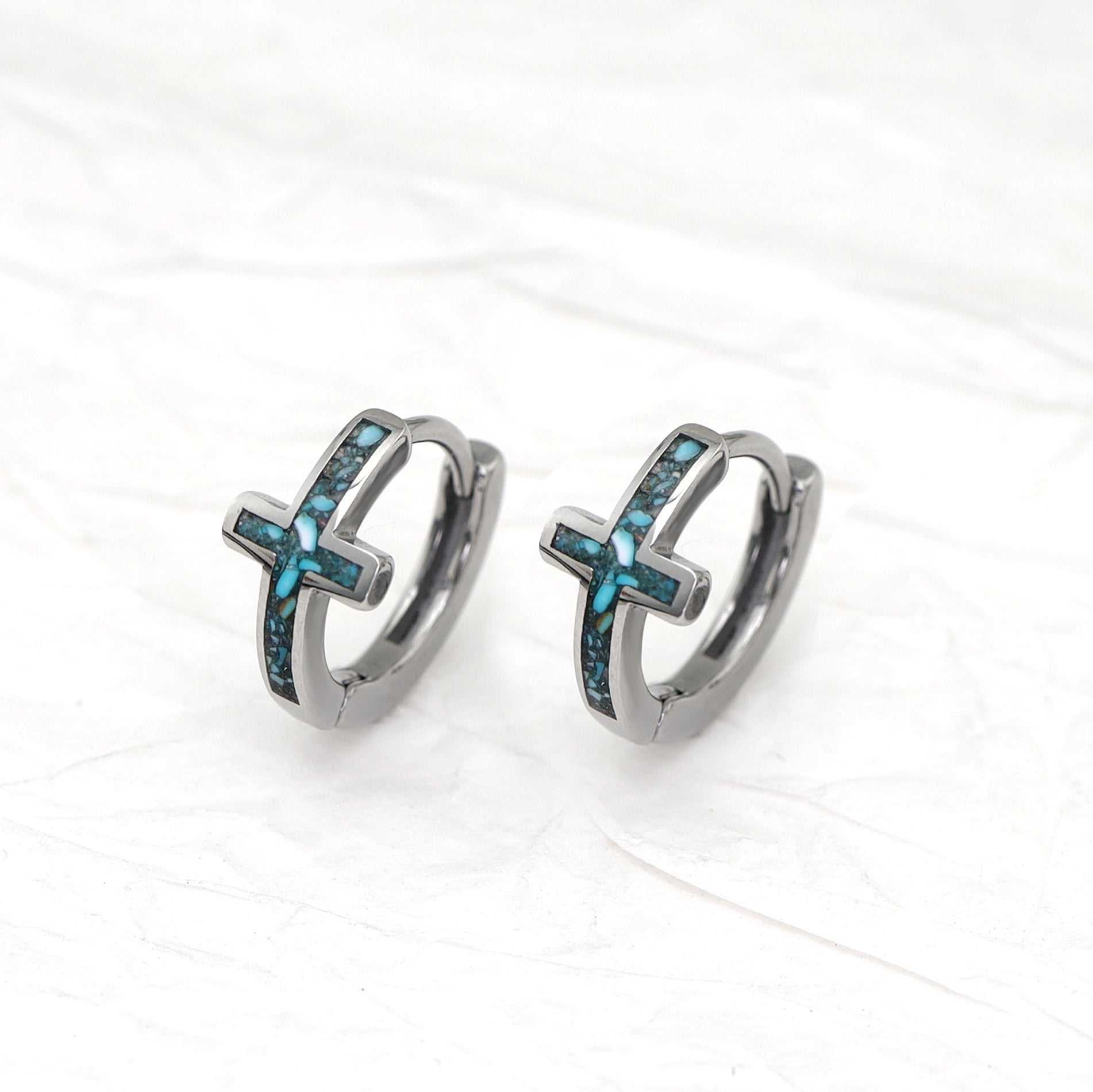Turquoise Cross stainless steel Earrings - Turquoise Cross stainless steel Earrings - Single by CRUXJEWELRY