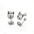 Vintage Openwork Cat Head Stainless Steel Ear Studs - product overview
