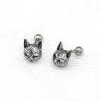 Vintage Openwork Cat Head Stainless Steel Ear Studs - product image 3