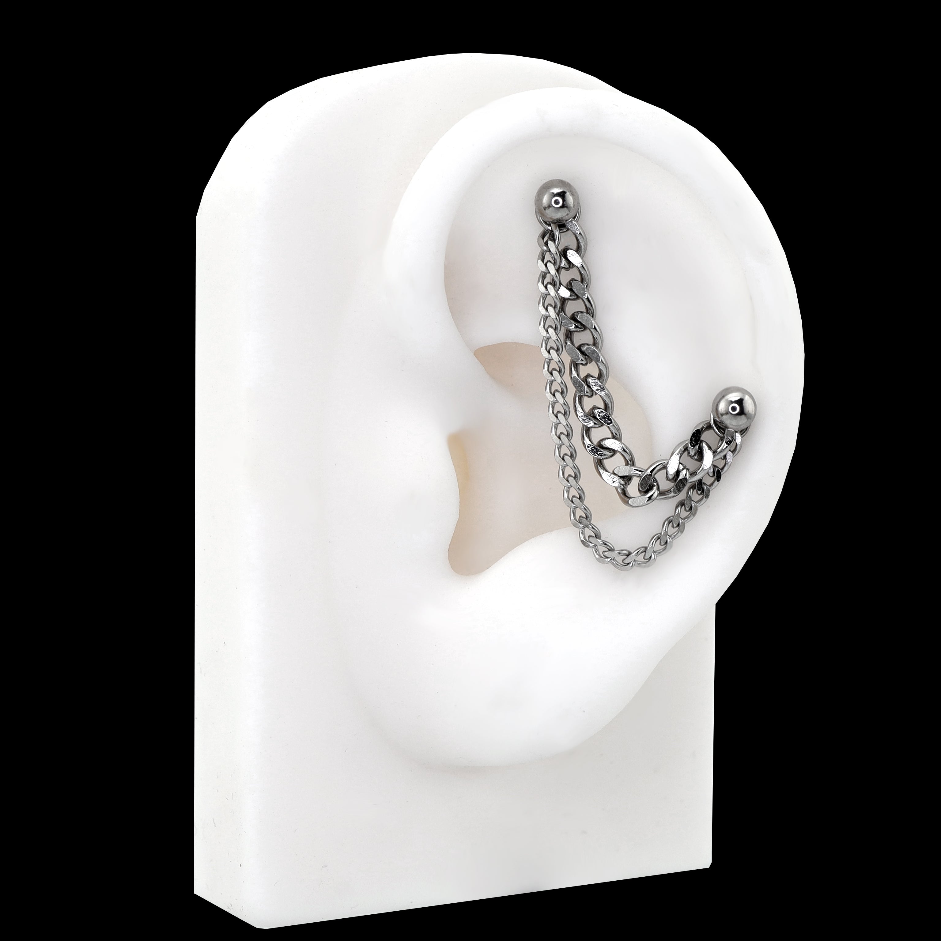 Punk Subculture Stainless Steel Ear Chain - Punk Subculture Stainless Steel Ear Chain - 6mm by CRUXJEWELRY