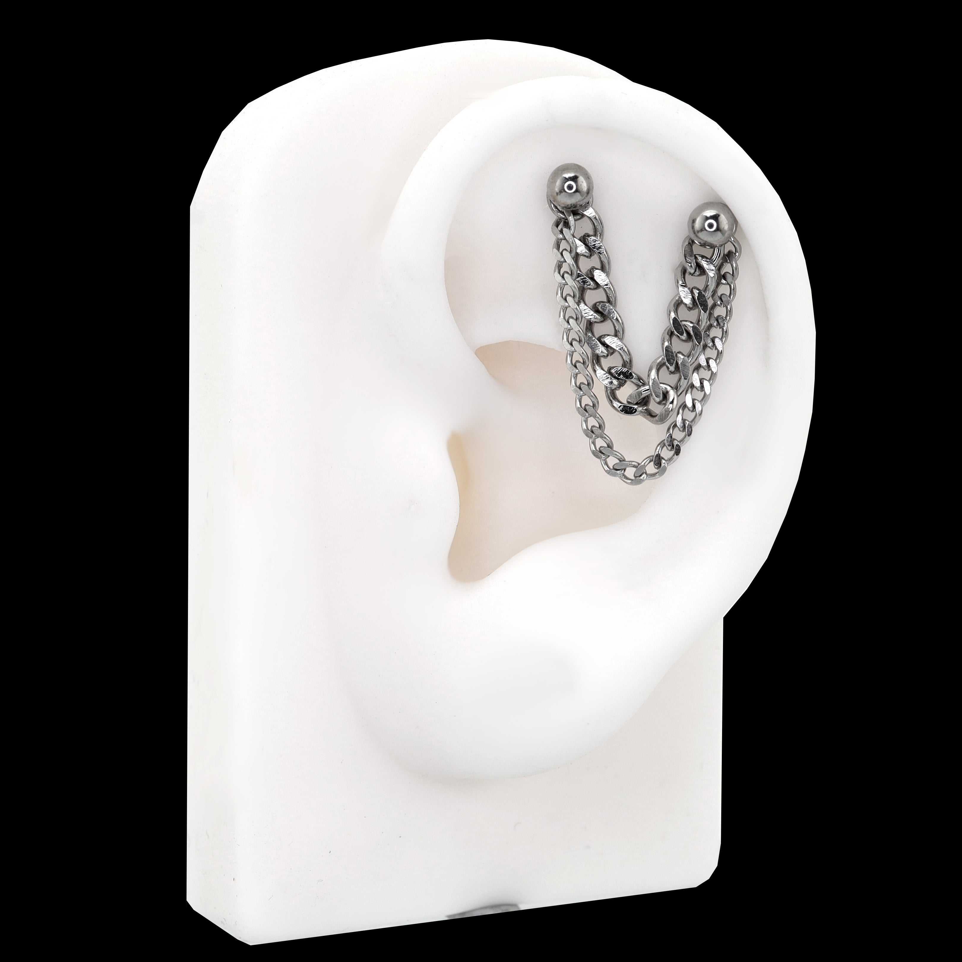 Punk Subculture Stainless Steel Ear Chain - Punk Subculture Stainless Steel Ear Chain - 6mm by CRUXJEWELRY