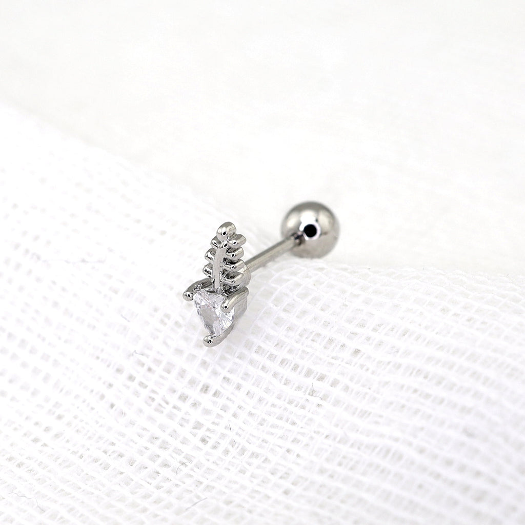 20G CZ Mini Fishbone Ear Studs - 20G CZ Mini Fishbone Ear Studs - Single by CRUXJEWELRY
