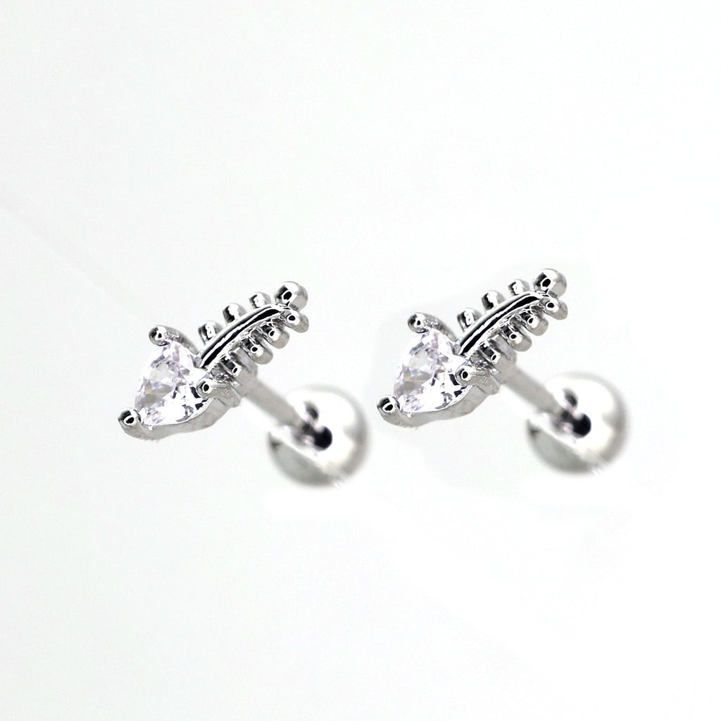 20G CZ Mini Fishbone Ear Studs - 20G CZ Mini Fishbone Ear Studs - Single by CRUXJEWELRY