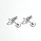 20G CZ Mini Fishbone Ear Studs - 20G CZ Mini Fishbone Ear Studs - Single by CRUXJEWELRY