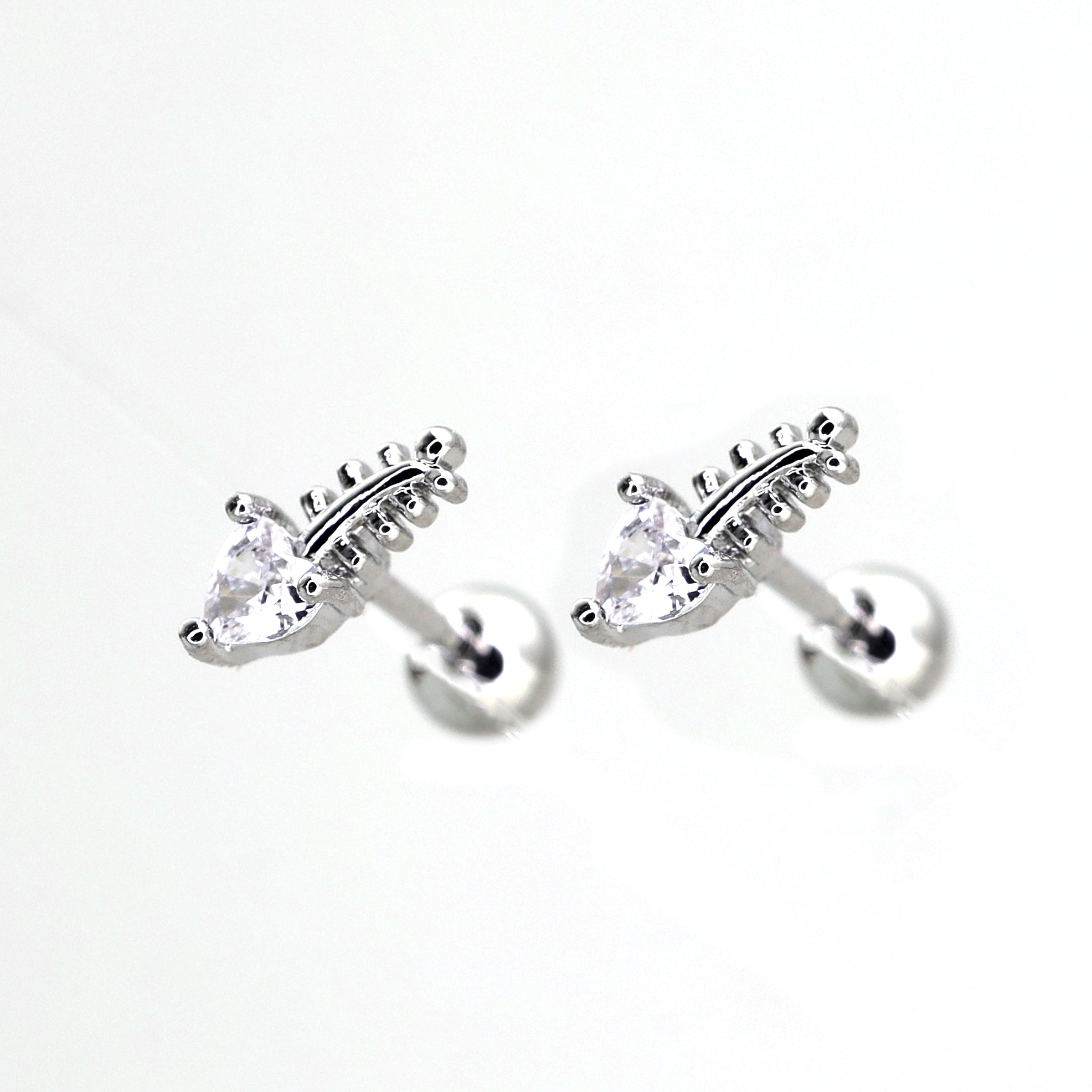 20G CZ Mini Fishbone Ear Studs - 20G CZ Mini Fishbone Ear Studs - Single by CRUXJEWELRY