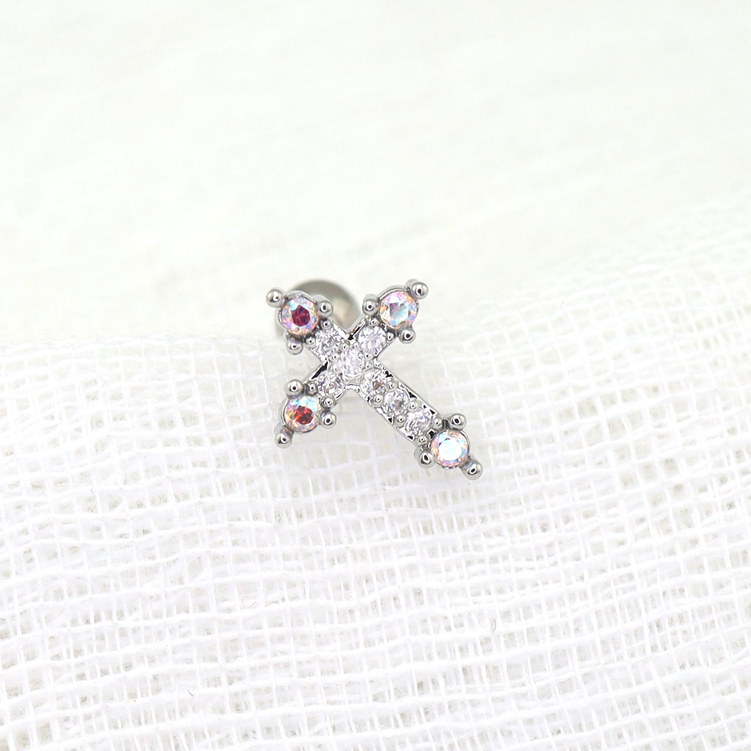 20G Thin Gauge CZ Crux Ear Studs - 20G Thin Gauge CZ Crux Ear Studs - Gold / Single by CRUXJEWELRY