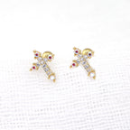 20G Thin Gauge CZ Crux Ear Studs - 20G Thin Gauge CZ Crux Ear Studs - Gold / Set by CRUXJEWELRY