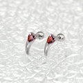 Heart Red CZ Dragon Fang Stainless Steel Ear Stud - Heart Red CZ Dragon Fang Stainless Steel Ear Stud - Single by CRUXJEWELRY