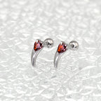 Heart Red CZ Dragon Fang Stainless Steel Ear Stud - Heart Red CZ Dragon Fang Stainless Steel Ear Stud - Single by CRUXJEWELRY