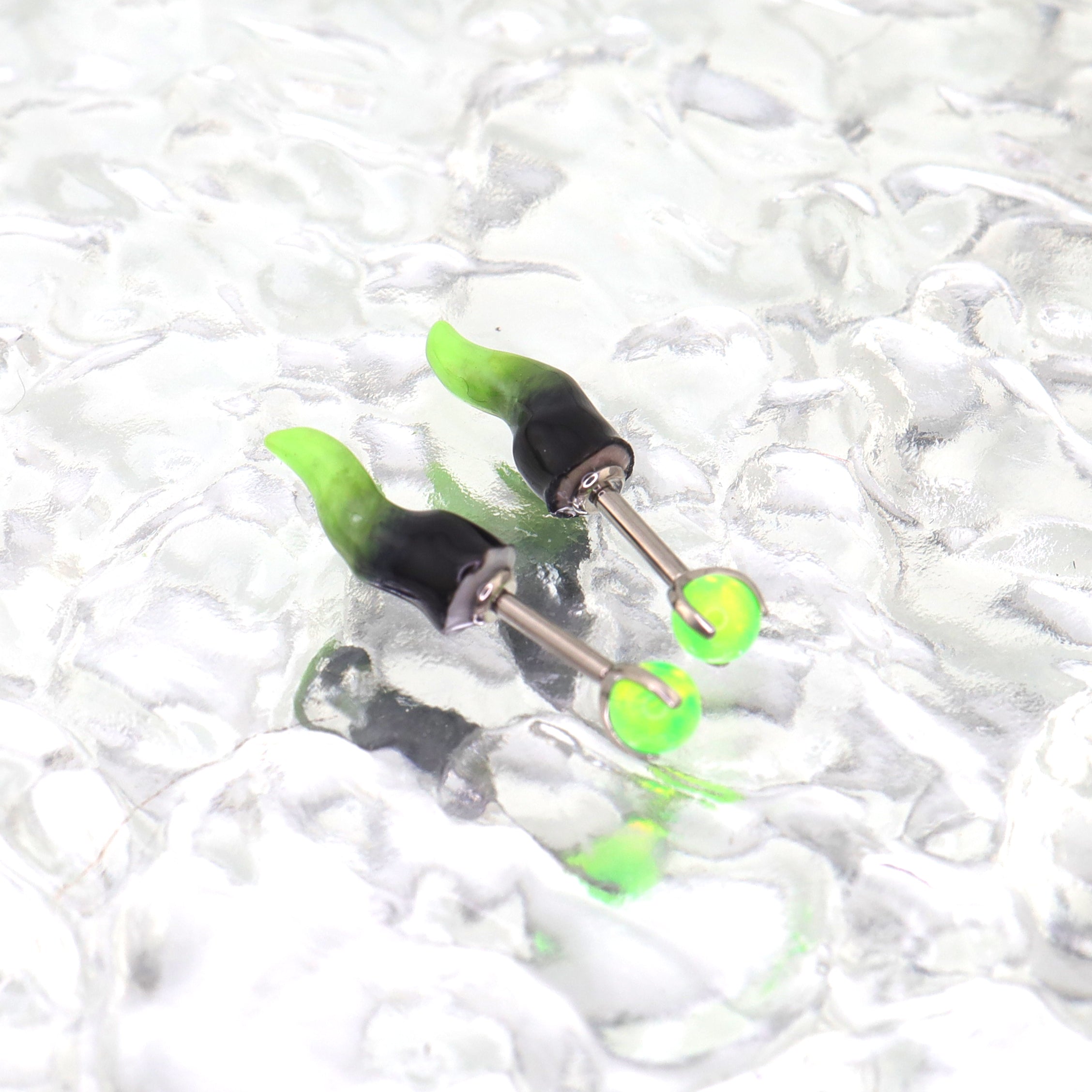 CRUX - PAIR OF Satan Demon Horn Titanium Cartilage Studs - CRUX - PAIR OF Satan Demon Horn Titanium Cartilage Studs - 6mm by CRUXJEWELRY