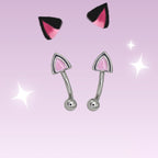 Paws & Purrs - Kawaii Kitty Ear Stainless Steel EyeBrow Studs - Paws & Purrs - Kawaii Kitty Ear Stainless Steel EyeBrow Studs - Single / 8mm by CRUXJEWELRY