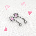 Paws & Purrs - Kawaii Kitty Ear Stainless Steel EyeBrow Studs - Paws & Purrs - Kawaii Kitty Ear Stainless Steel EyeBrow Studs - Single / 8mm by CRUXJEWELRY