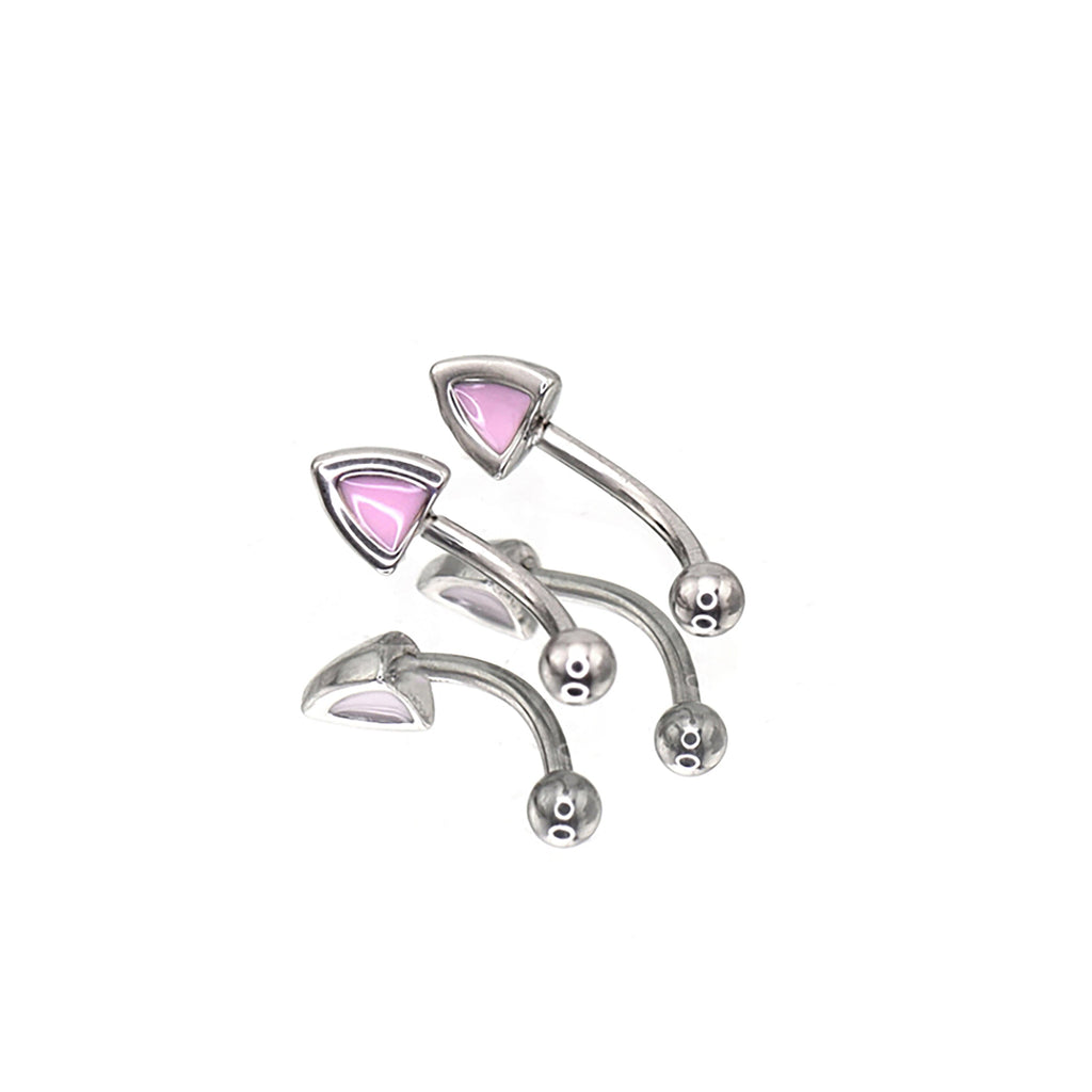 Paws & Purrs - Kawaii Kitty Ear Stainless Steel EyeBrow Studs - Paws & Purrs - Kawaii Kitty Ear Stainless Steel EyeBrow Studs - Set / 8mm by CRUXJEWELRY