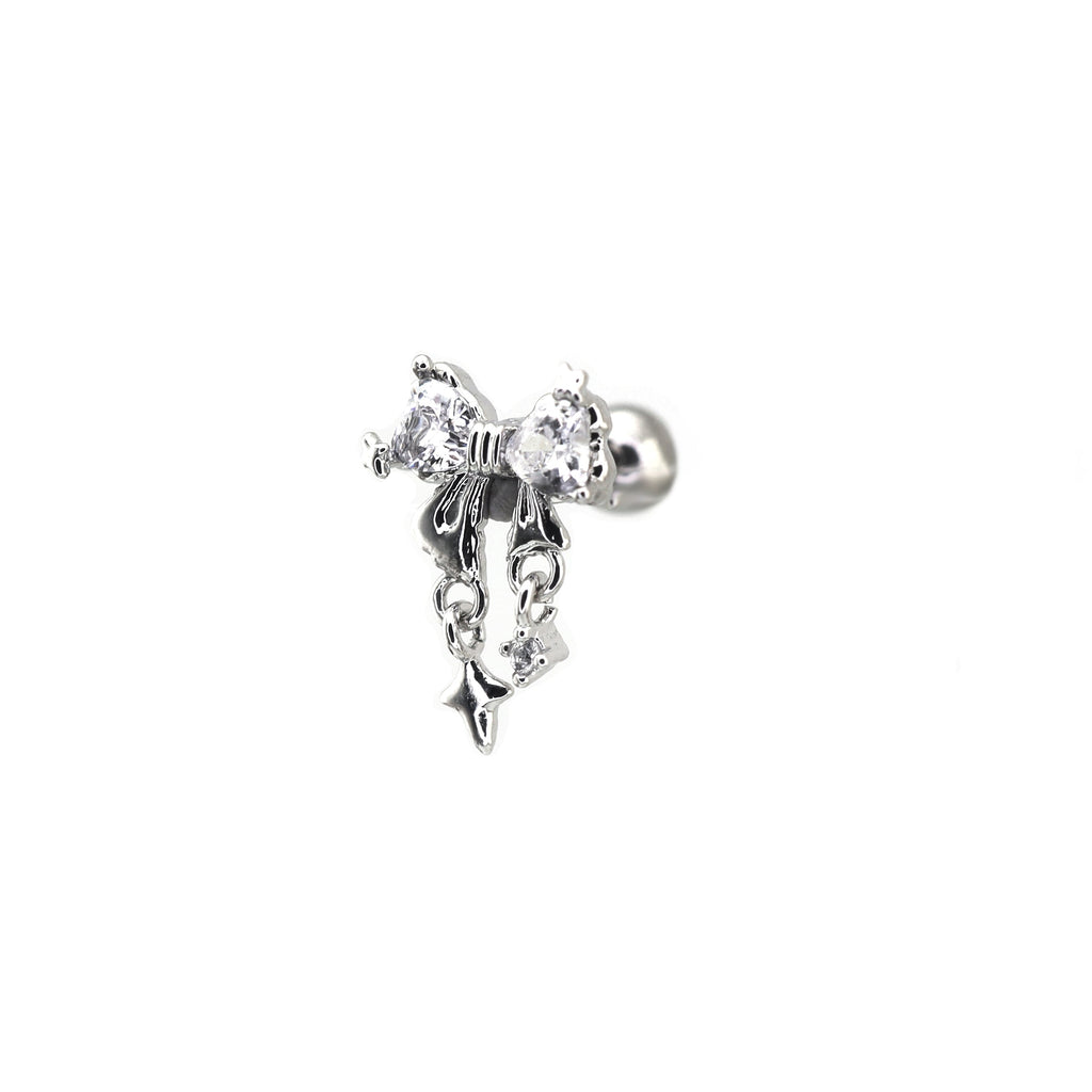 20G Thin Bow Dangle Ear Studs - 20G Thin Bow Dangle Ear Studs - Single by CRUXJEWELRY
