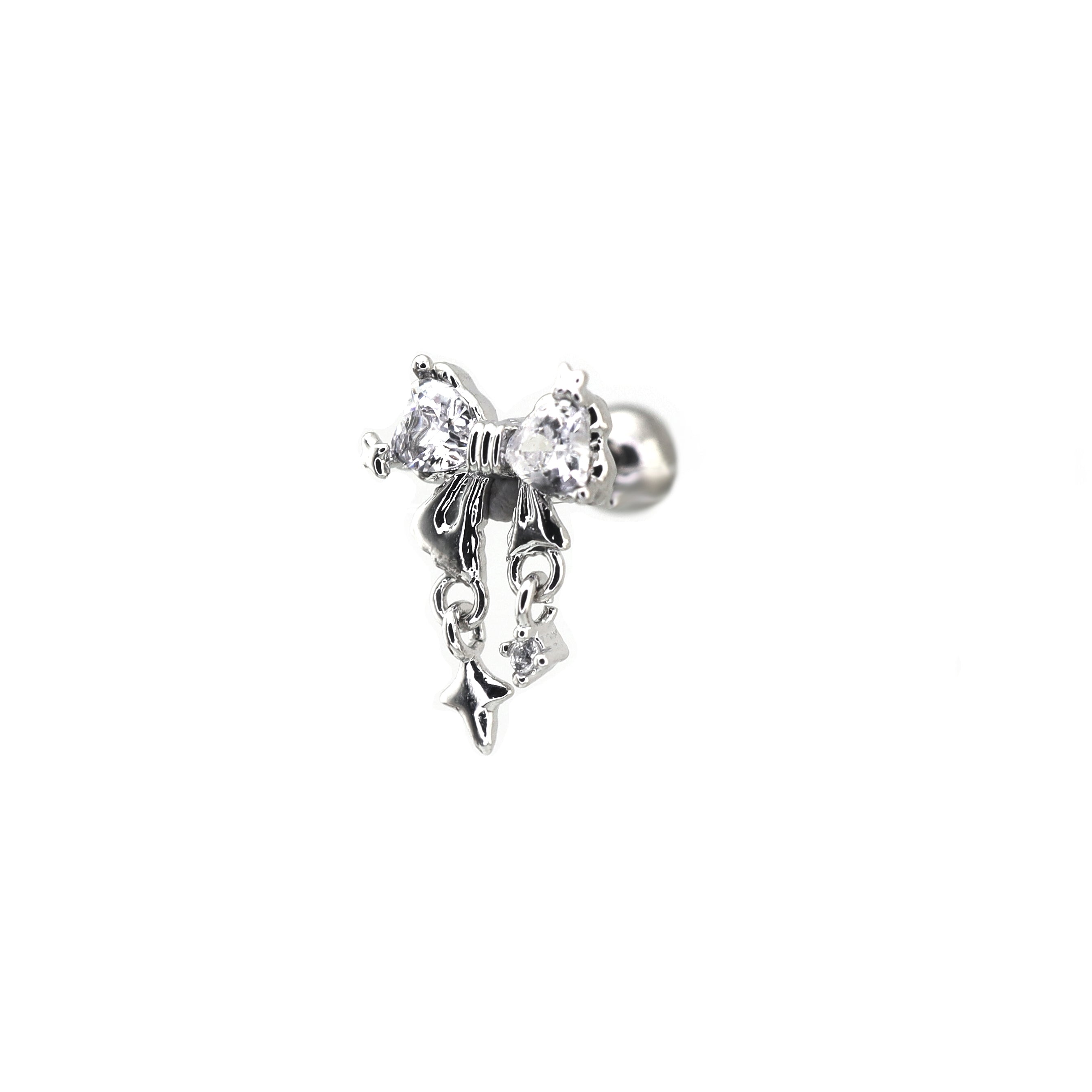 20G Thin Bow Dangle Ear Studs - 20G Thin Bow Dangle Ear Studs - Single by CRUXJEWELRY