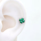 Lucky Green Clover Titanium Internally Threaded Studs - Lucky Green Clover Titanium Internally Threaded Studs - 6mm by CRUXJEWELRY