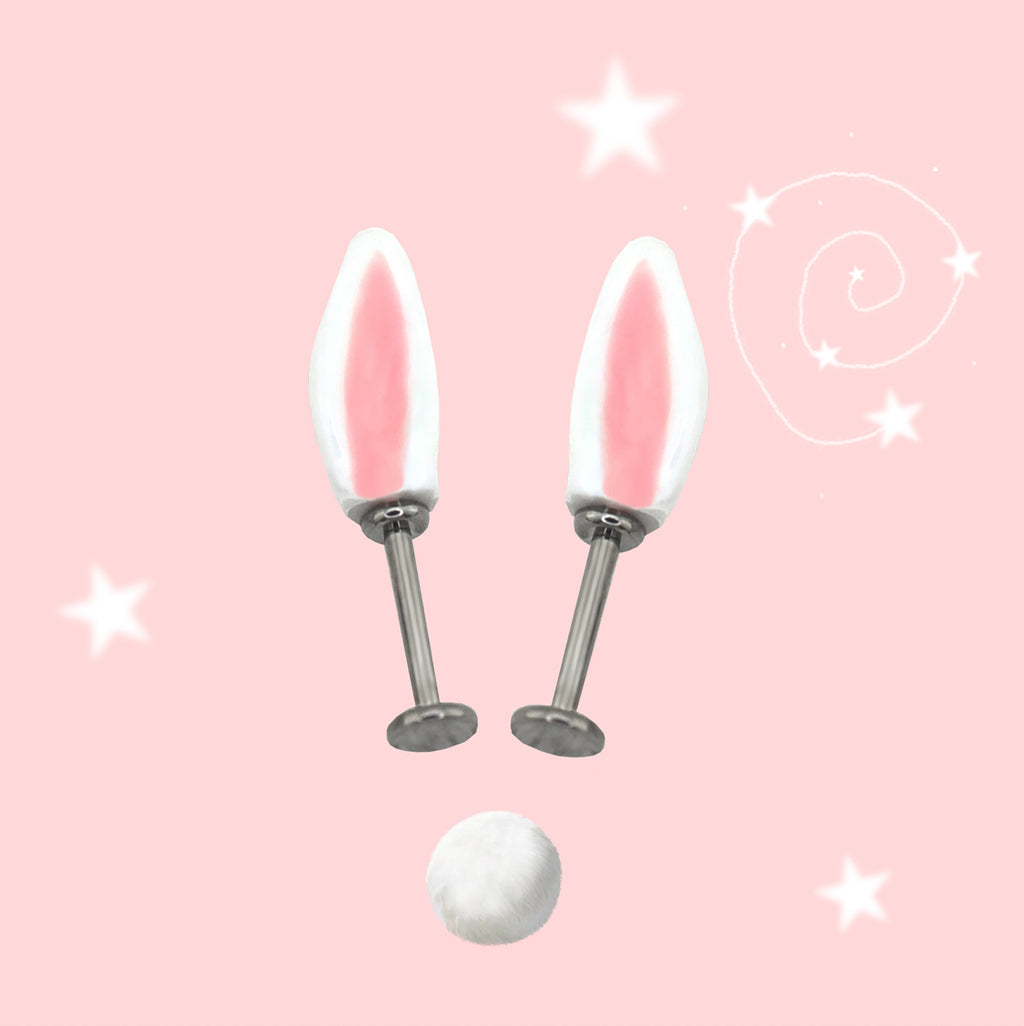 Paws & Purrs - PAIR OF Bunny Ear Titanium Helix Studs - Paws & Purrs - PAIR OF Bunny Ear Titanium Helix Studs - 6mm by CRUXJEWELRY