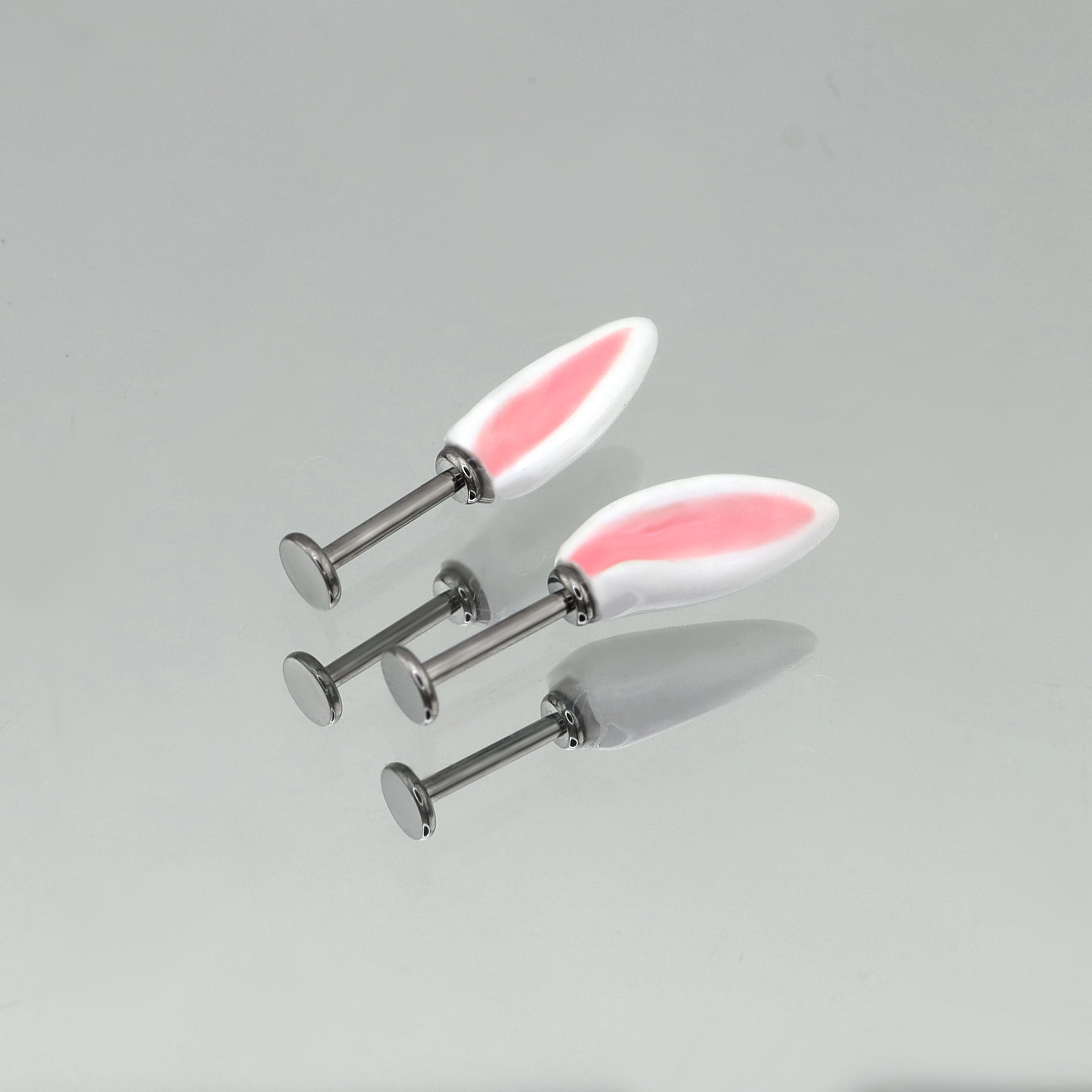 Paws & Purrs - PAIR OF Bunny Ear Titanium Helix Studs - Paws & Purrs - PAIR OF Bunny Ear Titanium Helix Studs - 6mm by CRUXJEWELRY