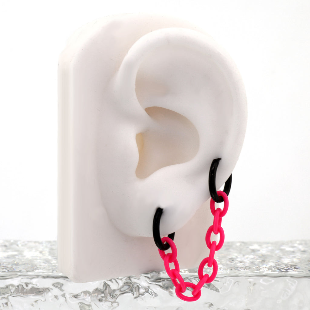 Dopamine Iridescent Acrylic Ear Chain - Dopamine Iridescent Acrylic Ear Chain - Pink by CRUXJEWELRY