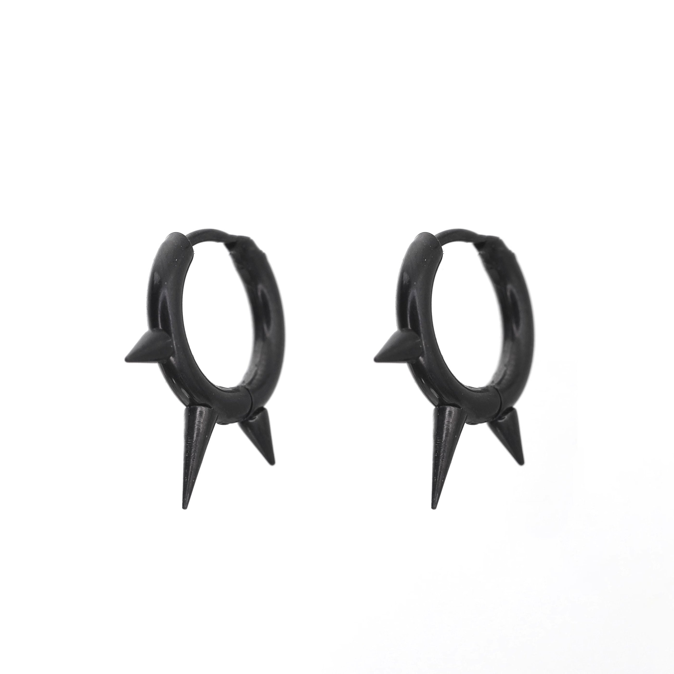 PAIR OF Black & White Spike stainless steel Ear Rings - PAIR OF Black & White Spike stainless steel Ear Rings - Pair of Black by CRUXJEWELRY