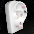 Butterfly Floral Earrings Rose Pink Cartilage & Helix Look - Butterfly Floral Earrings Rose Pink Cartilage & Helix Look - Butterfly by CRUXJEWELRY