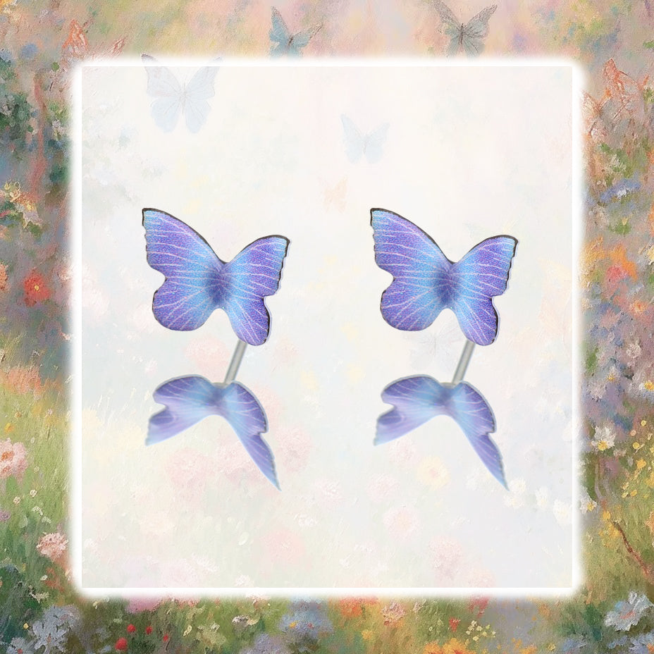 Butterfly Floral Whisper | Ethereal Dreamy Ear Studs & Cartilage Earrings - Butterfly Floral Whisper | Ethereal Dreamy Ear Studs & Cartilage Earrings - White Butterfly by CRUXJEWELRY