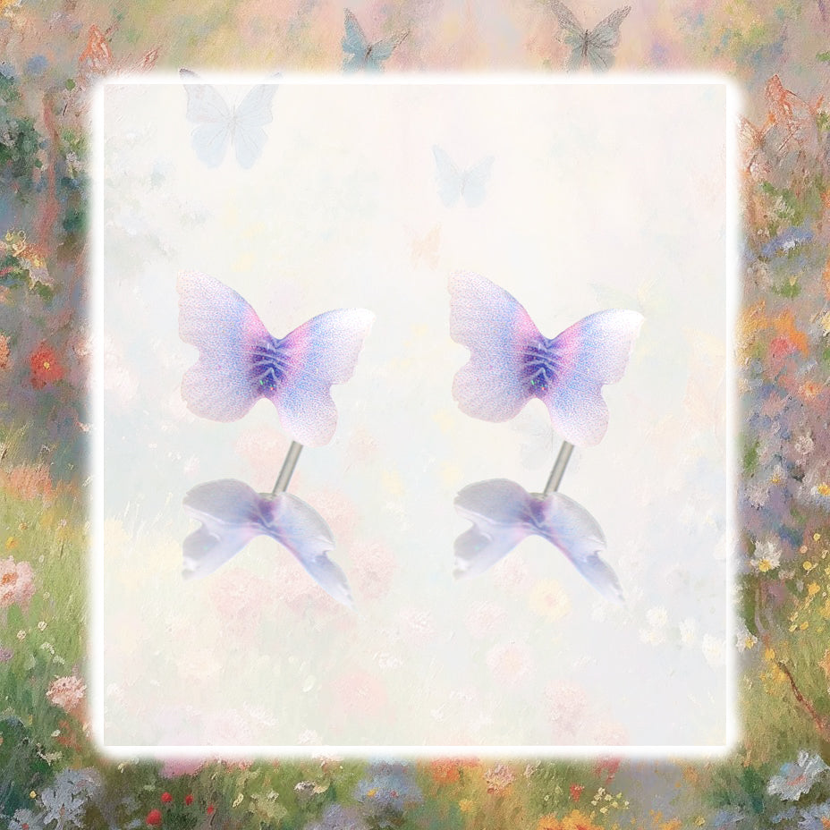 Butterfly Floral Whisper | Ethereal Dreamy Ear Studs & Cartilage Earrings - Butterfly Floral Whisper | Ethereal Dreamy Ear Studs & Cartilage Earrings - White Butterfly by CRUXJEWELRY