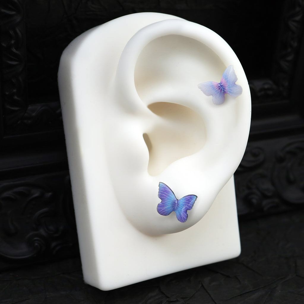 Butterfly Floral Whisper | Ethereal Dreamy Ear Studs & Cartilage Earrings - Butterfly Floral Whisper | Ethereal Dreamy Ear Studs & Cartilage Earrings - White Butterfly by CRUXJEWELRY