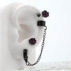 Black Six-Spike Chain Ear Clips - Black Six-Spike Chain Ear Clips - Chain by CRUXJEWELRY