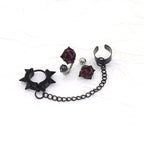 Black Six-Spike Chain Ear Clips - Black Six-Spike Chain Ear Clips - Set by CRUXJEWELRY