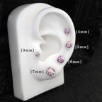 High Shine Pink Moissanite Internally Threaded Titanium Stud - High Shine Pink Moissanite Internally Threaded Titanium Stud - 3mm / 6mm by CRUXJEWELRY