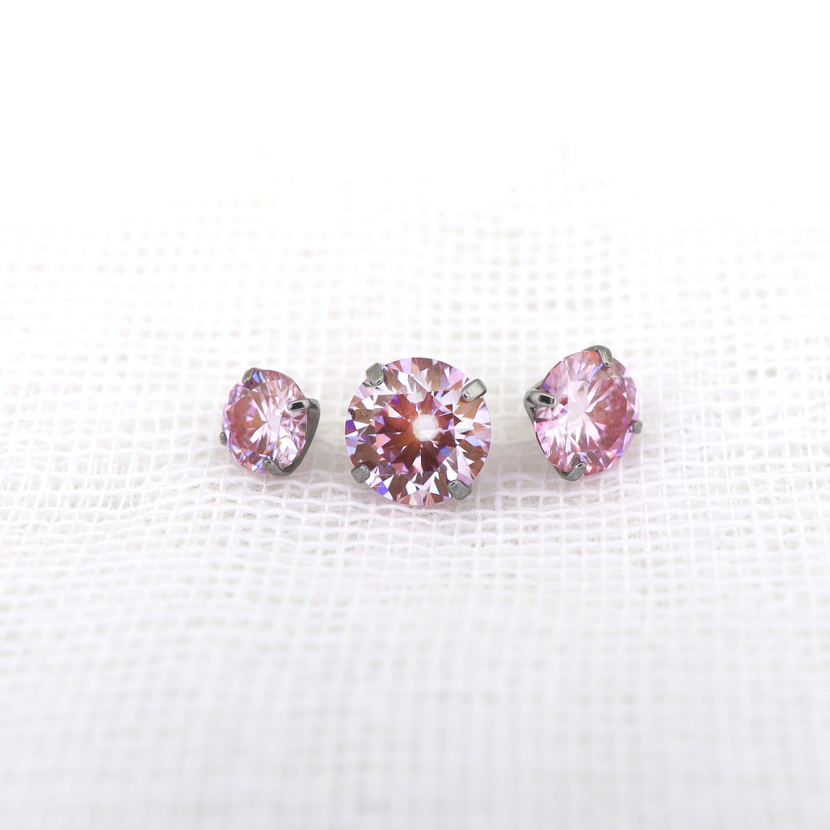 High Shine Pink Moissanite Internally Threaded Titanium Stud - High Shine Pink Moissanite Internally Threaded Titanium Stud - 3mm / 6mm by CRUXJEWELRY