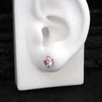 High Shine Pink Moissanite Internally Threaded Titanium Stud - High Shine Pink Moissanite Internally Threaded Titanium Stud - 3mm / 6mm by CRUXJEWELRY