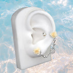 Openwork Rose & Pearl Chain stainless steel Earrings - Openwork Rose & Pearl Chain stainless steel Earrings - Chain by CRUXJEWELRY