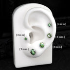 High Shine Green Moissanite Internally Threaded Titanium Stud - High Shine Green Moissanite Internally Threaded Titanium Stud - 3mm / 6mm by CRUXJEWELRY