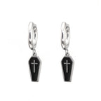 Hallowmas - PAIR OF Coffin Cross stainless steel Earring - Hallowmas - PAIR OF Coffin Cross stainless steel Earring - Black by CRUXJEWELRY