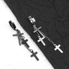 Cross Drop Chain Stainless Steel Earring Chain - Cross Drop Chain Stainless Steel Earring Chain - Black / Single by CRUXJEWELRY