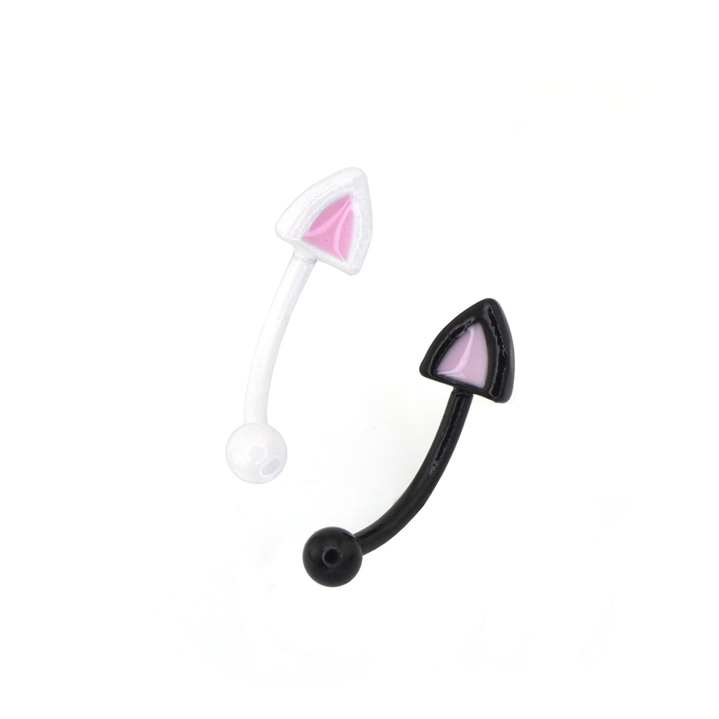 Paws & Purrs - Colorful Cat Ear Stainless Steel Rook Stud - Paws & Purrs - Colorful Cat Ear Stainless Steel Rook Stud - White / Single / 8mm by CRUXJEWELRY