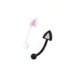 Paws & Purrs - Colorful Cat Ear Stainless Steel Rook Stud - Paws & Purrs - Colorful Cat Ear Stainless Steel Rook Stud - White / Single / 8mm by CRUXJEWELRY