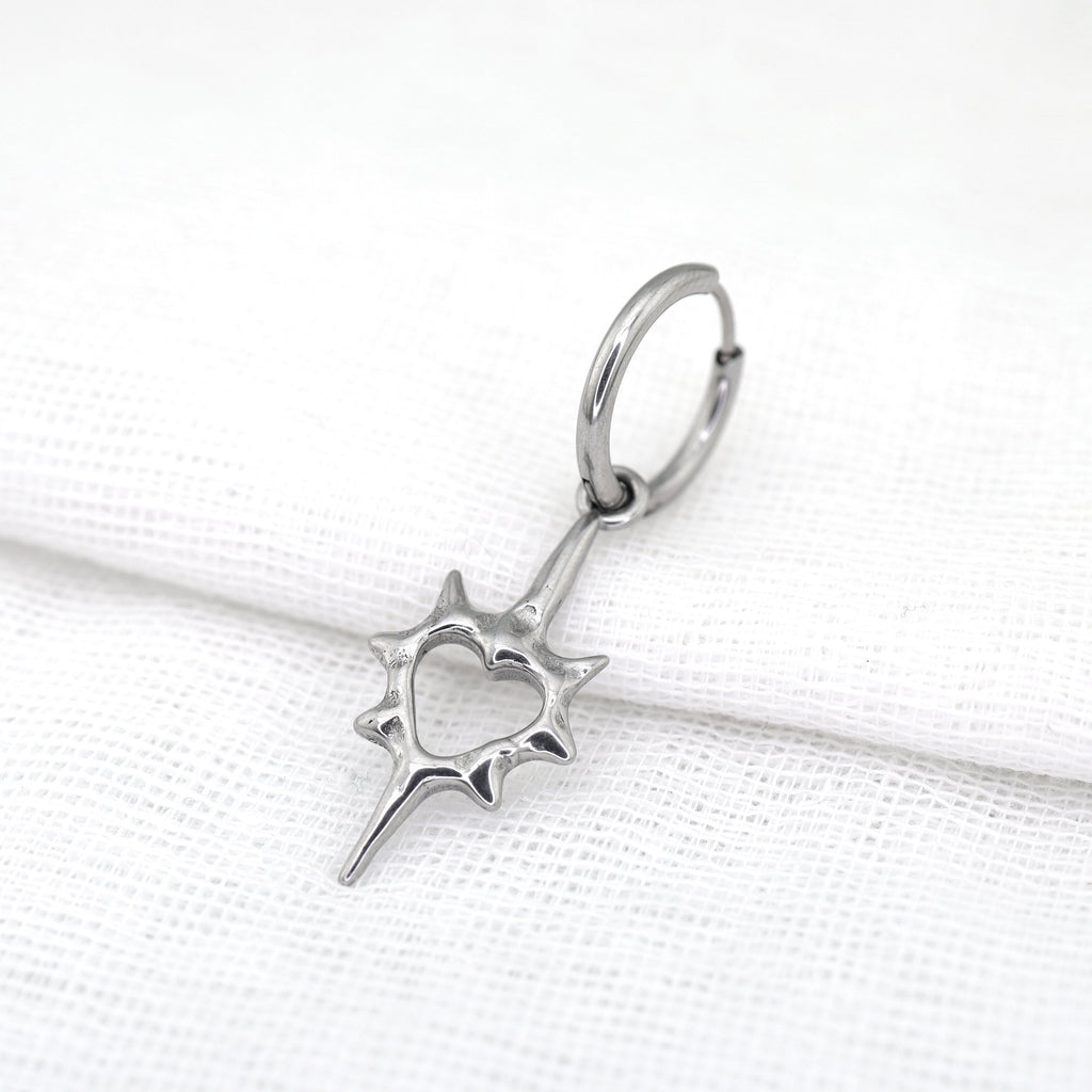 Thorn Heart stainless steel Pendant Earring - Thorn Heart stainless steel Pendant Earring - Single by CRUXJEWELRY