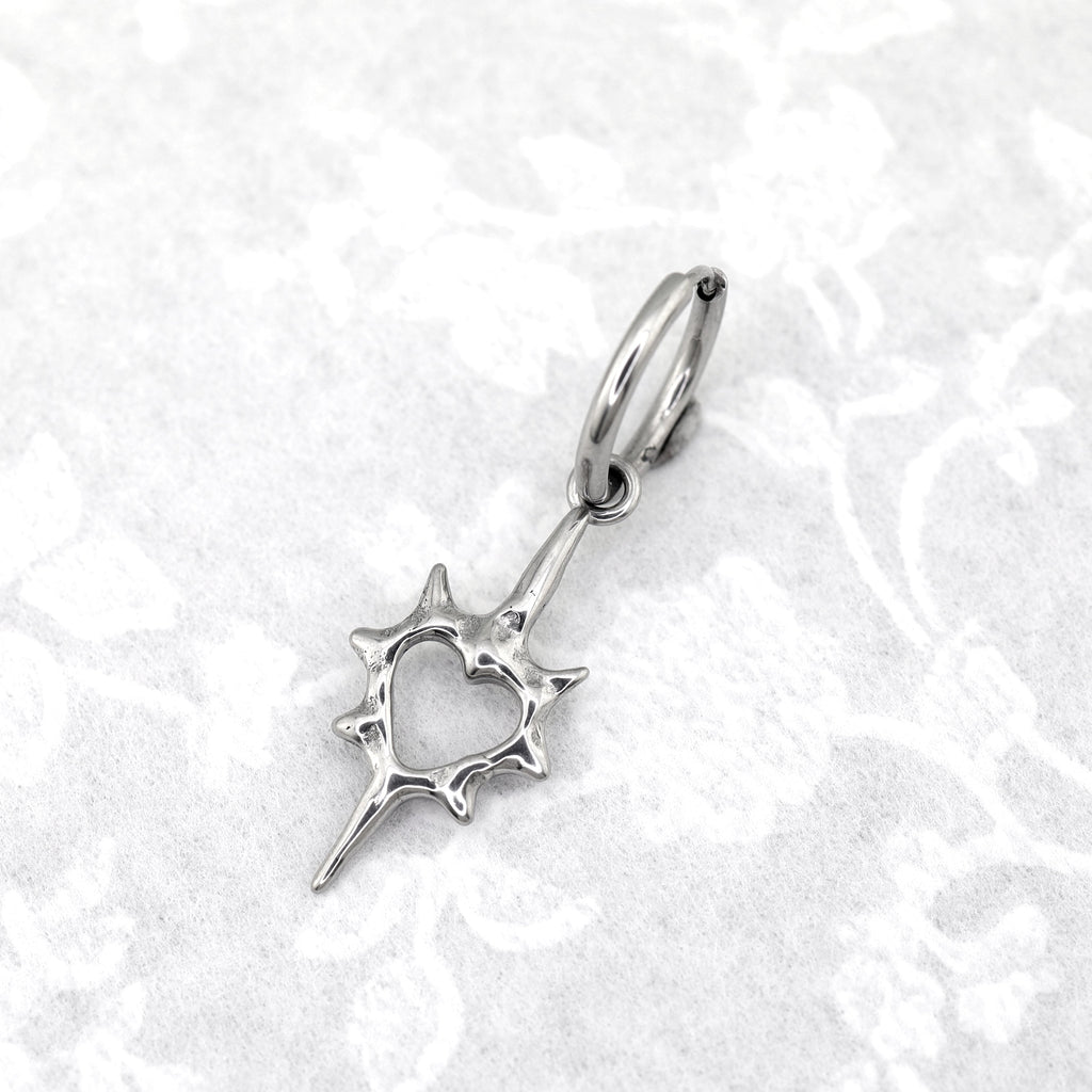 Thorn Heart stainless steel Pendant Earring - Thorn Heart stainless steel Pendant Earring - Single by CRUXJEWELRY