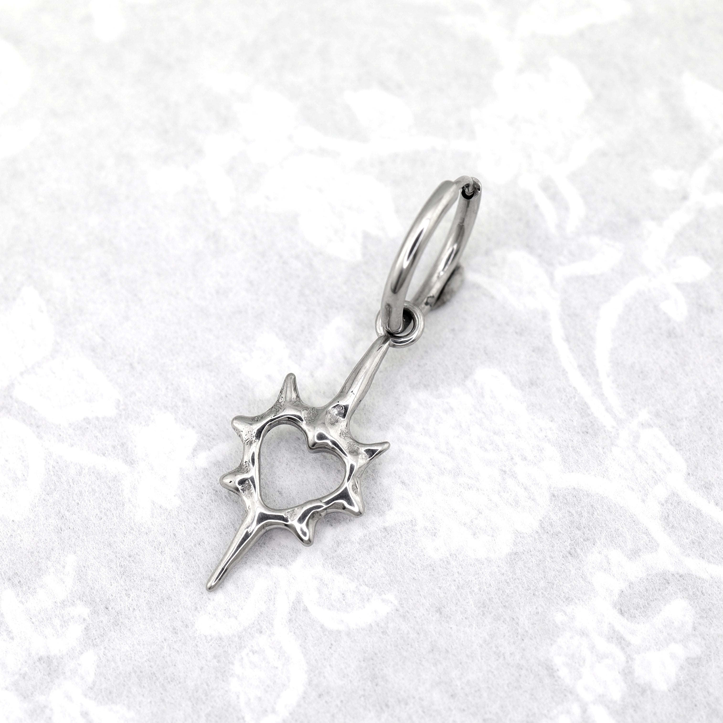 Thorn Heart stainless steel Pendant Earring - Thorn Heart stainless steel Pendant Earring - Single by CRUXJEWELRY