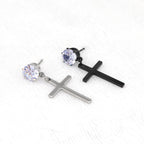 Cross CZ stainless steel Pendant Earring - Cross CZ stainless steel Pendant Earring - White by CRUXJEWELRY