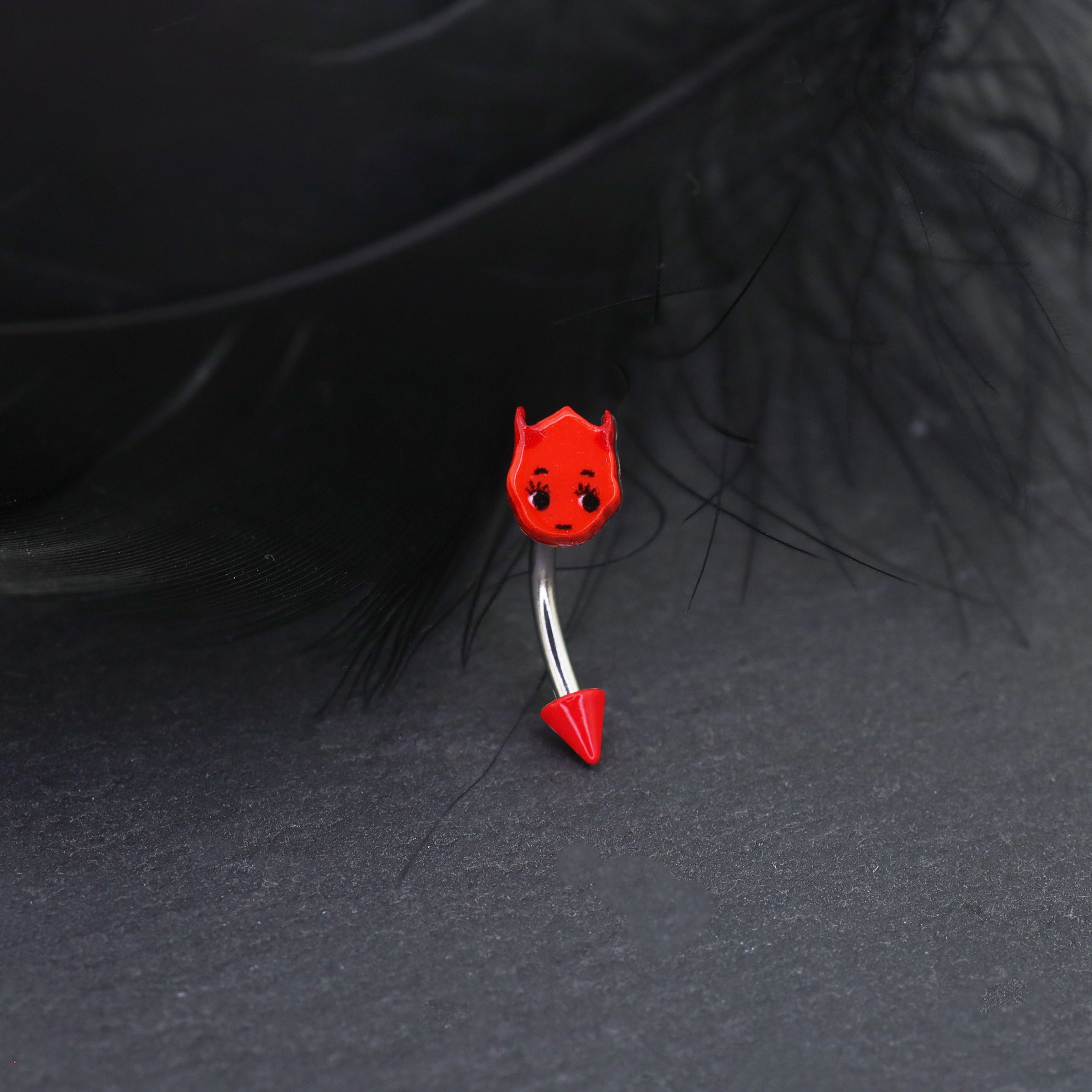 Crux - Red Little Demon stainless steel Rook Stud - Crux - Red Little Demon stainless steel Rook Stud - Default Title by CRUXJEWELRY