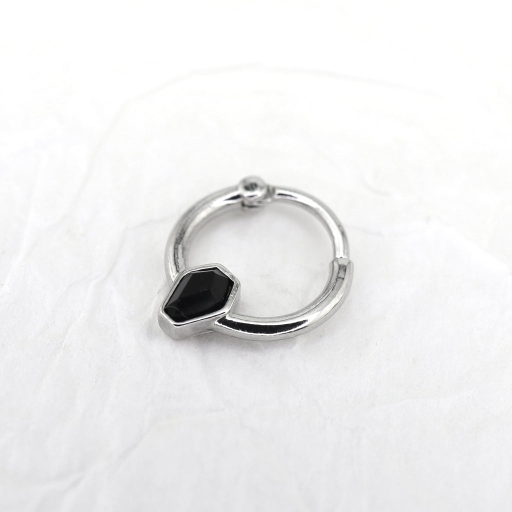 Black CZ Coffin Stainless Steel Clicker Ring - Black CZ Coffin Stainless Steel Clicker Ring - Default Title by CRUXJEWELRY