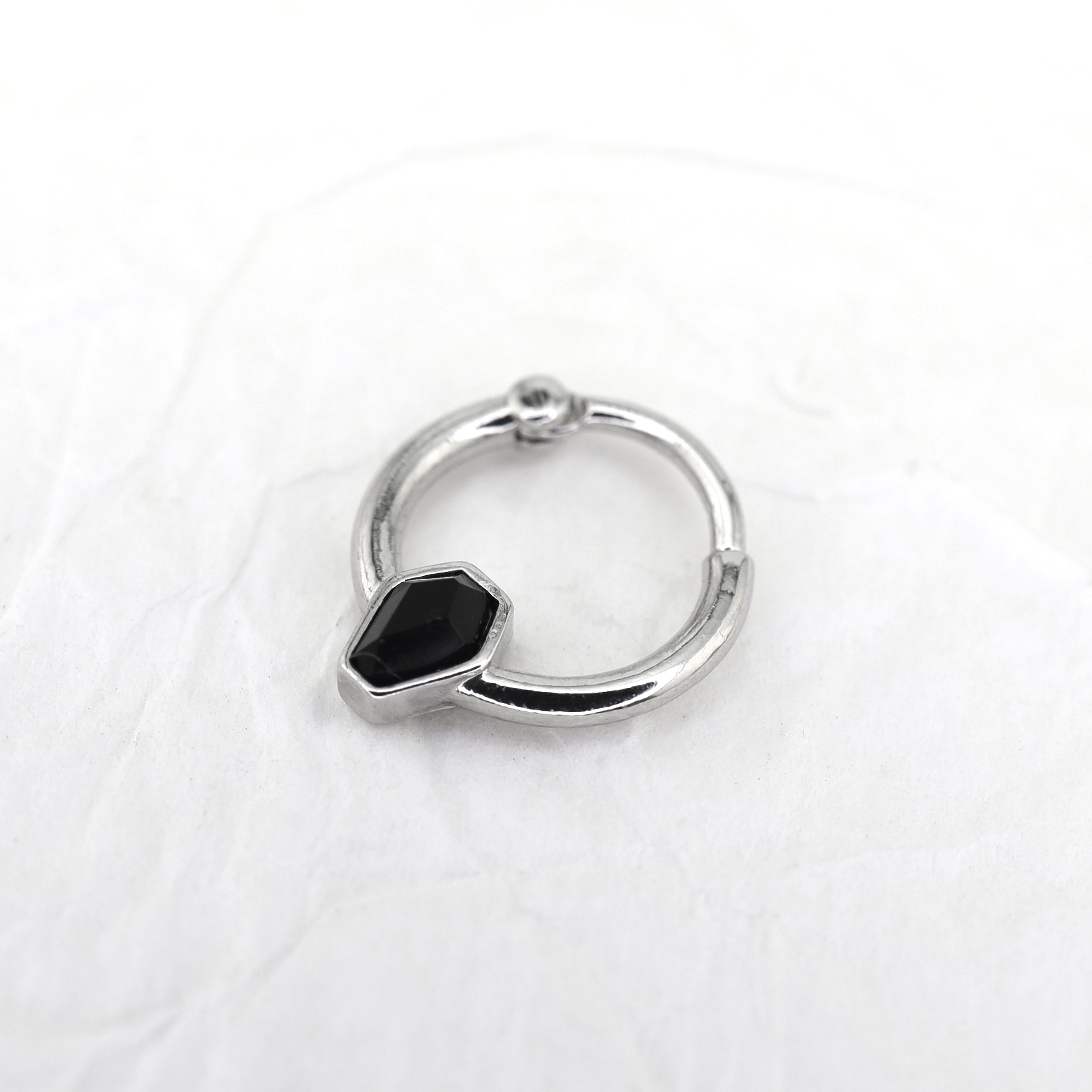 Black CZ Coffin Stainless Steel Clicker Ring - Black CZ Coffin Stainless Steel Clicker Ring - Default Title by CRUXJEWELRY