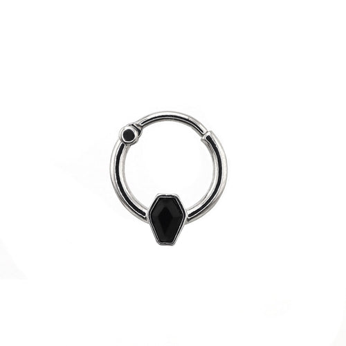 Black CZ Coffin Stainless Steel Clicker Ring - product overview