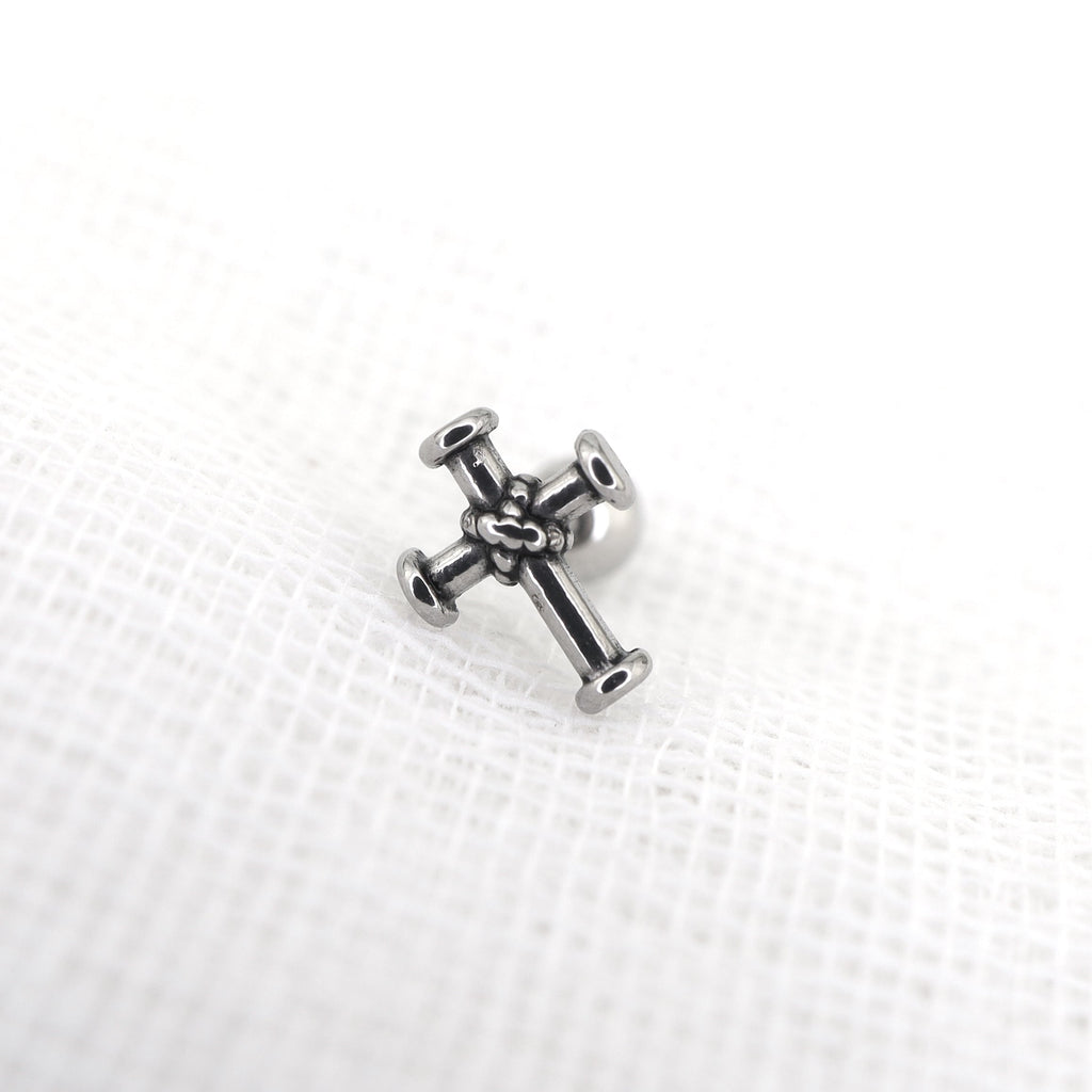 Bondage Cross Stainless Steel Ear Stud - Bondage Cross Stainless Steel Ear Stud - Single by CRUXJEWELRY