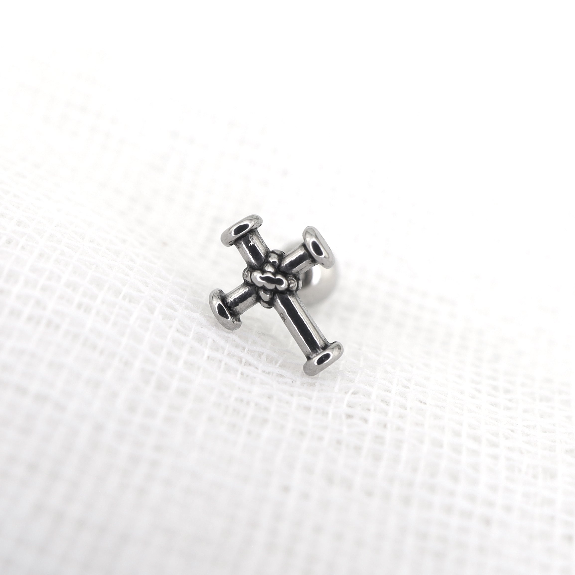 Bondage Cross Stainless Steel Ear Stud - Bondage Cross Stainless Steel Ear Stud - Single by CRUXJEWELRY