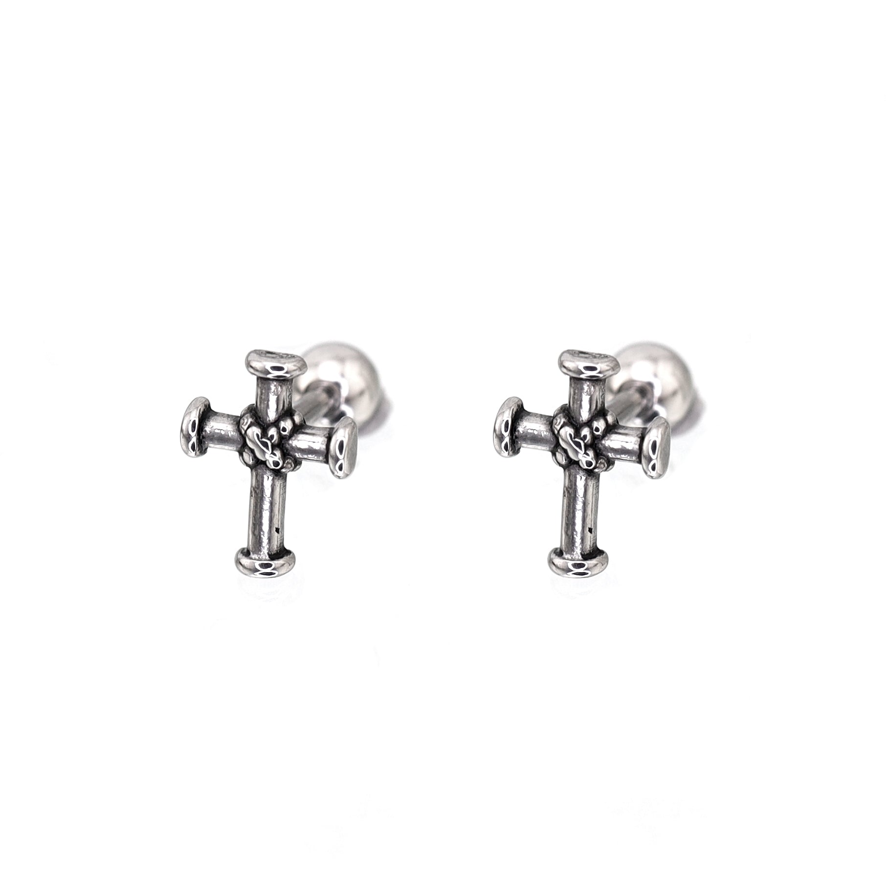 Bondage Cross Stainless Steel Ear Stud - Bondage Cross Stainless Steel Ear Stud - Set by CRUXJEWELRY